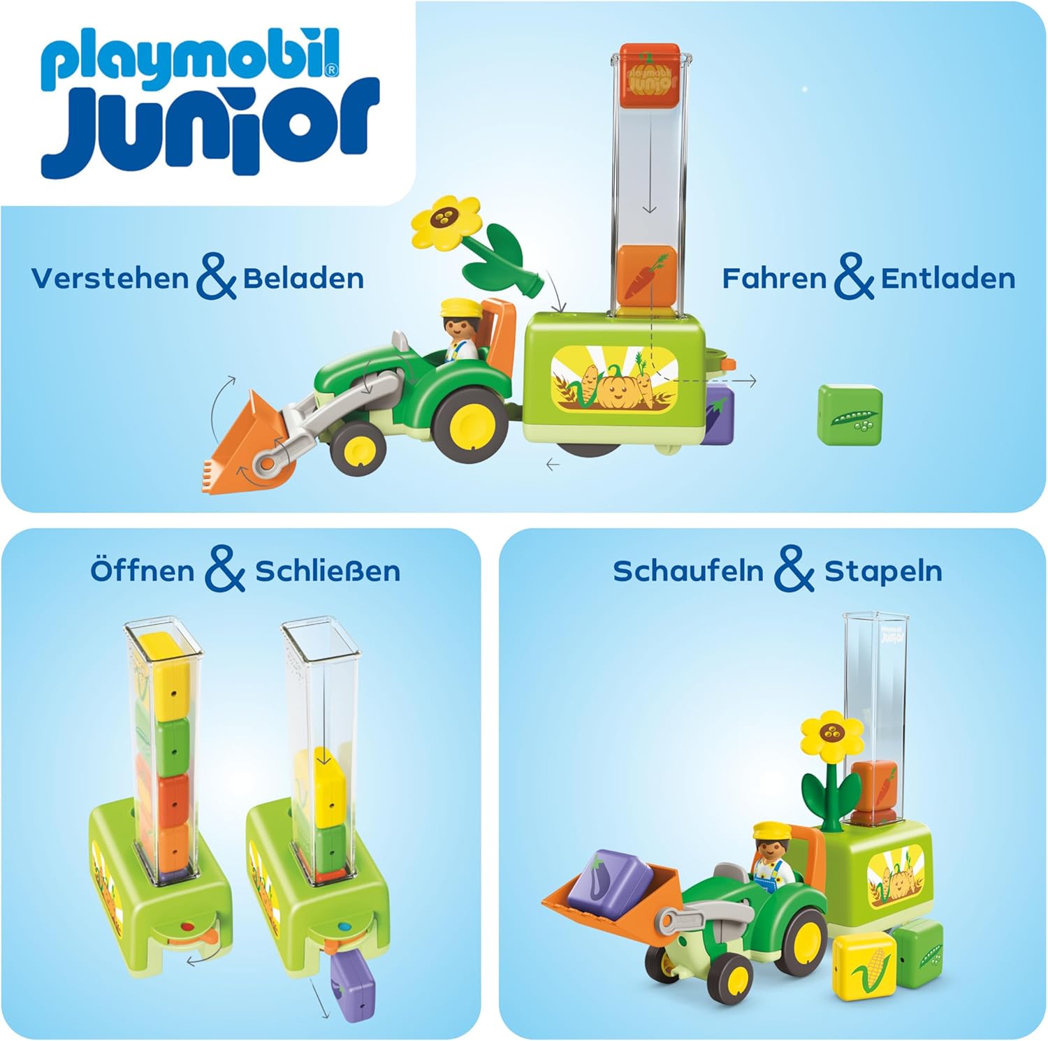 PLAYMOBIL 71773 junior traktor mit lustiger pflanzmaschine PLAYMOBIL 71773 junior traktor mit lustiger pflanzmaschine