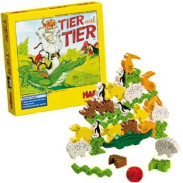 HABA Tier auf Tier - Lustiges Stapelspiel mit Holzfiguren für Geschicklichkeitsspaß HABA Tier auf Tier - Lustiges Stapelspiel mit Holzfiguren für Geschicklichkeitsspaß