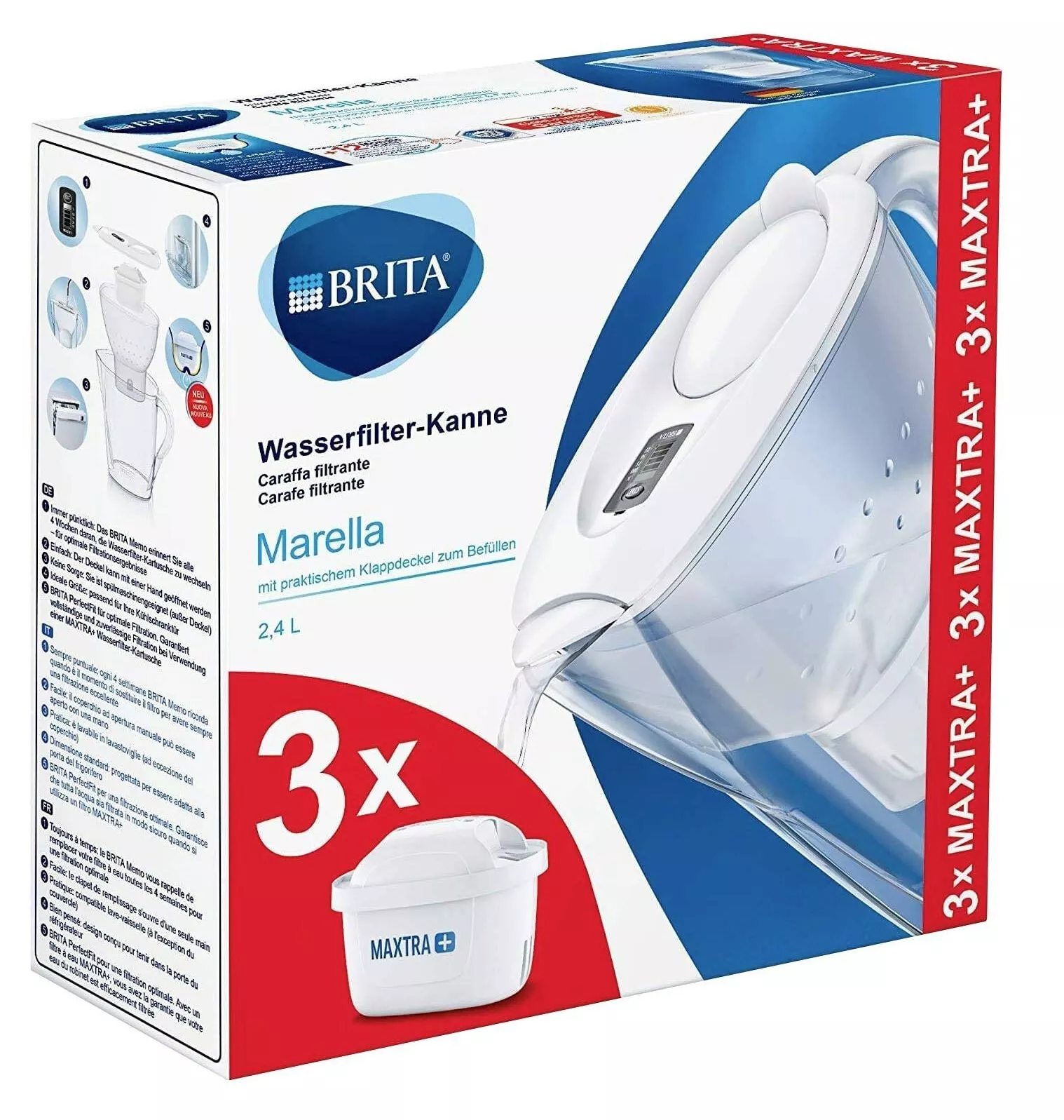 BRITA „Marella“ - Tischwasserfilter 2,4 l, Weiß, kompatibel mit MAXTRA+ BRITA „Marella“ - Tischwasserfilter 2,4 l, Weiß, kompatibel mit MAXTRA+