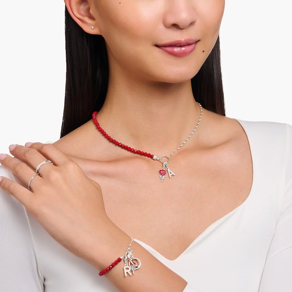 Thomas Sabo Anhänger Charm-Club Roter Herz Lollipop Silber 2072-664-10 Thomas Sabo Anhänger Charm-Club Roter Herz Lollipop Silber 2072-664-10