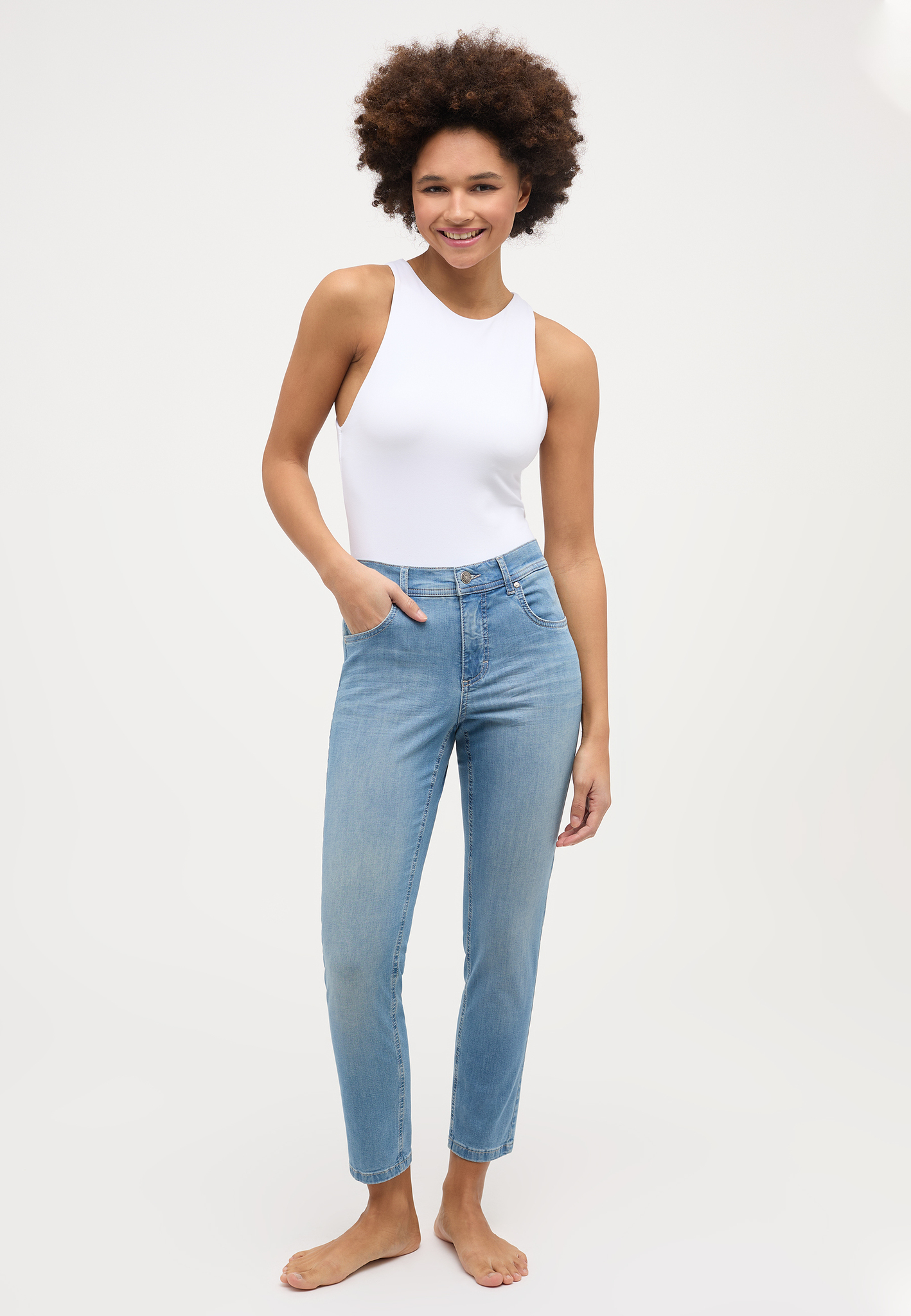 ANGELS 332681407 Damen Jeans Ornella Bea 7/8 Slim Fit - Sand