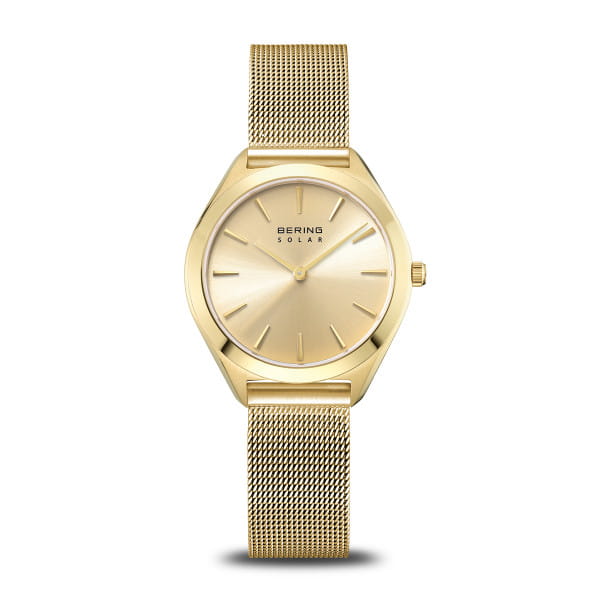 Bering 17331-333 Damenuhr, Milanaise/Solar, Gold