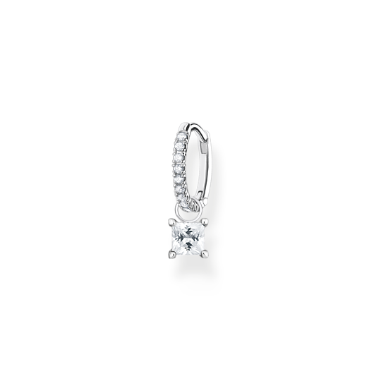 Thomas Sabo Ohrringe Einzel Creole Mit Weißen Steinen Silber Thomas, Sabo, Ohrringe, Einzel, Creole, Mit, Weißen, Steinen, Silber, Zubehor, Diamant, Edelstein, Schmuck, Ohrring