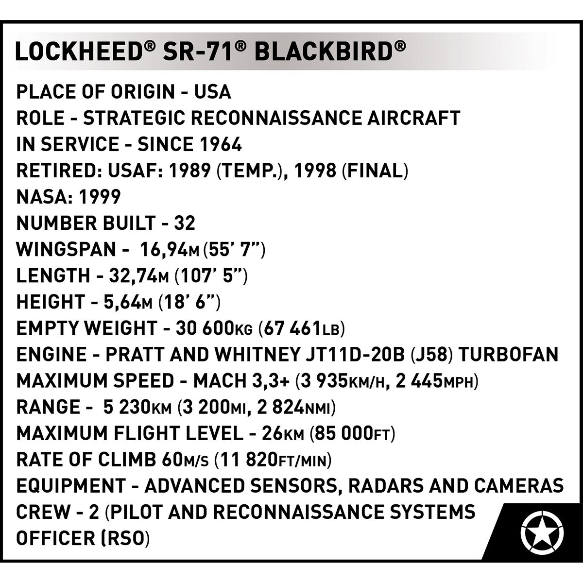 COBI 5891 - Lockheed SR-71 Blackbird - Bild 14 COBI 5891 - Lockheed SR-71 Blackbird - Bild 14