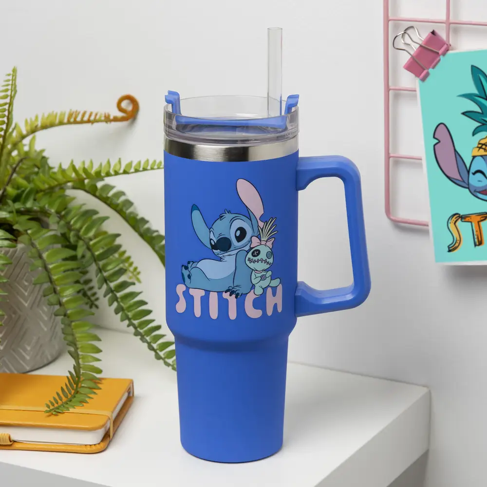 Stitch Blue 900ml Multiway Travel Cup and Straw