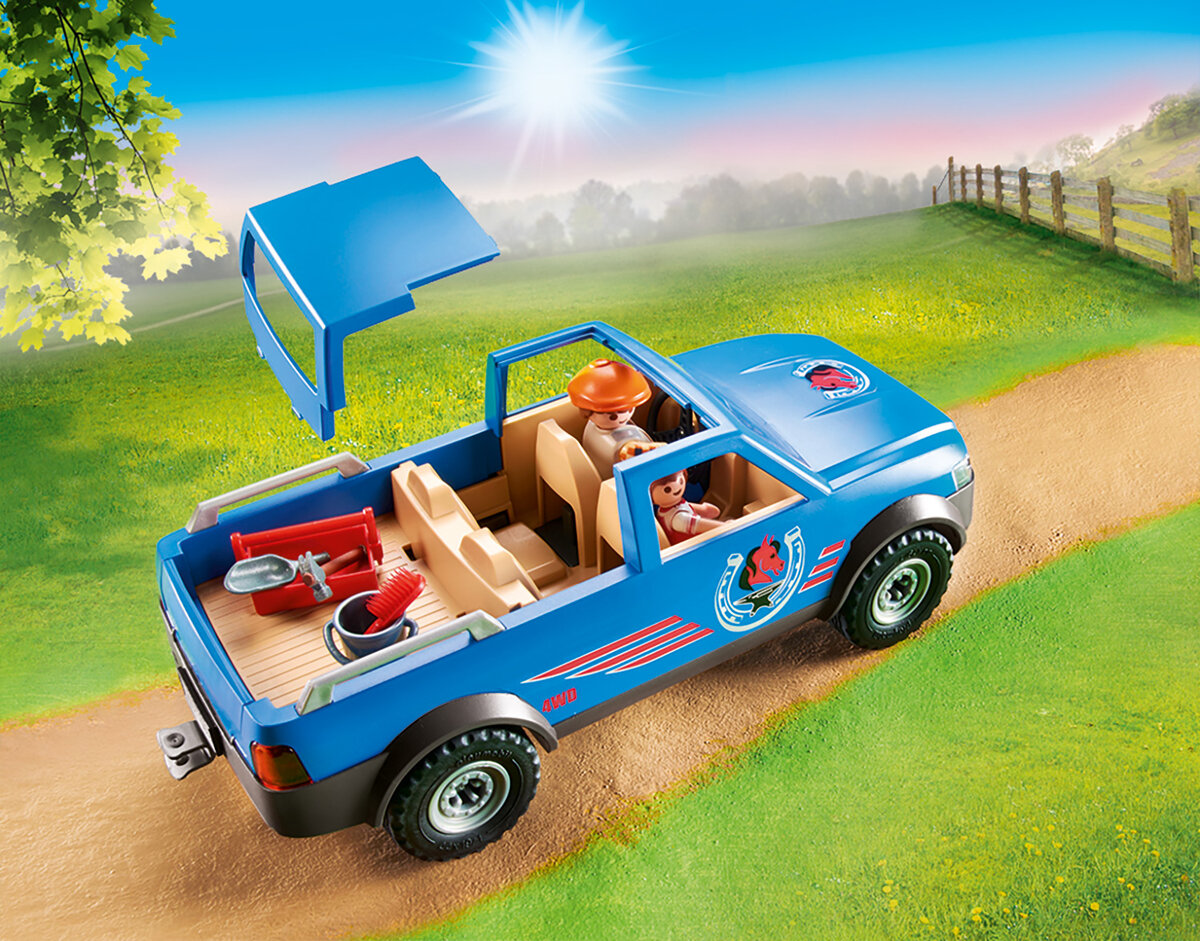 PLAYMOBIL 70518 Mobiler Hufschmied Maschine, Rad, Auto, Gras, Draußen