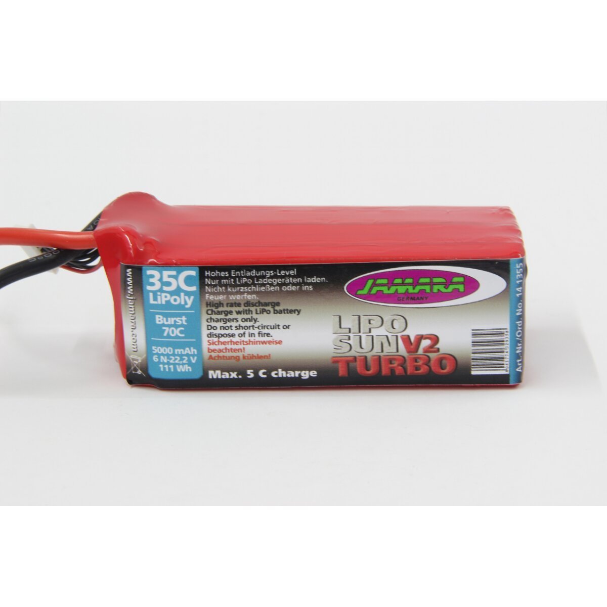 JAMARA Akkupack LipoSun V2 Turbo 22,2V 5000mAh 111Wh 35C/70C mit GPR Balancer Stecker 6N JAMARA Akkupack LipoSun V2 Turbo 22,2V 5000mAh 111Wh 35C/70C mit GPR Balancer Stecker 6N
