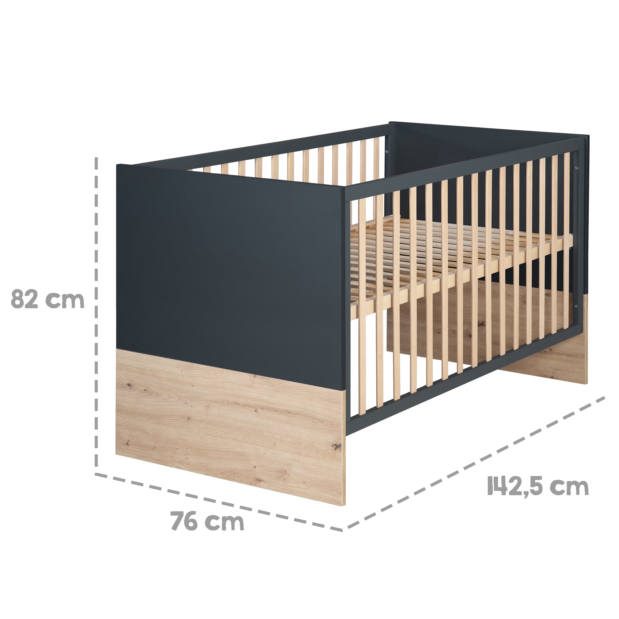 Roba 1911849 Kombi-Kinderbett 70x140 cm Lenn anthrazit - Bild 3 Roba 1911849 Kombi-Kinderbett 70x140 cm Lenn anthrazit - Produktbild 3