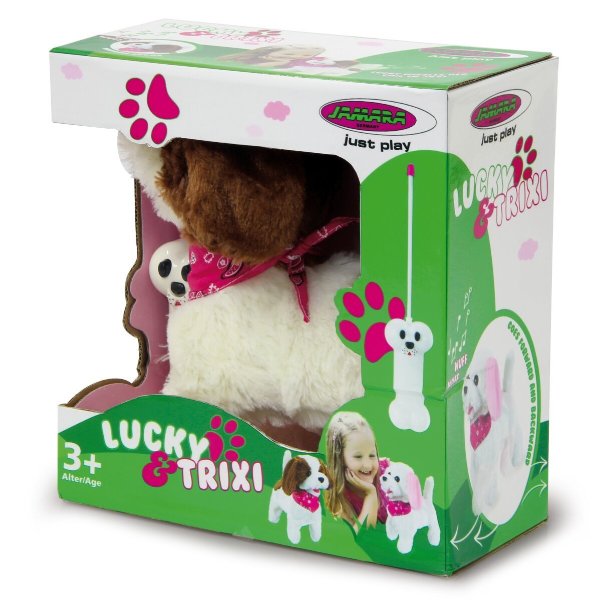 JAMARA Lucky RC Plüschhund Weiss/Braun 27MHz ab 3 Jahren
