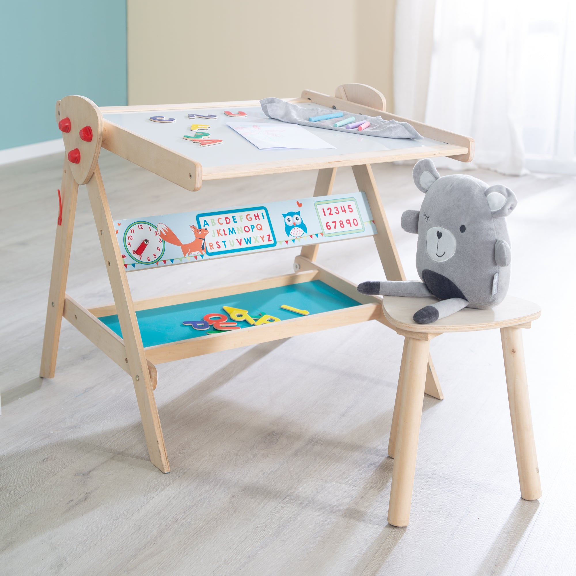 Roba 7015FE Standtafel mit Hocker Fuchs & Eule natur lackiert – Tafeln - Produktbild 5