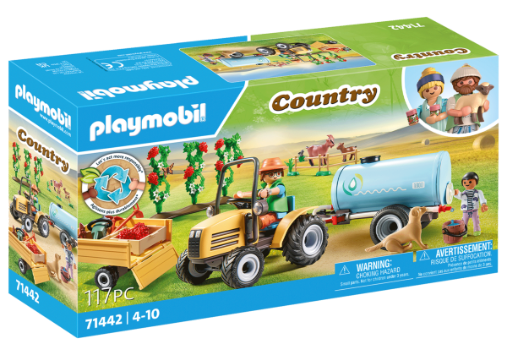 PLAYMOBIL 71442 Traktor mit Anhänger und Wassertank PLAYMOBIL, 71442, Traktor, mit, Anhänger, und, Wassertank, Maschine, Rad, Person