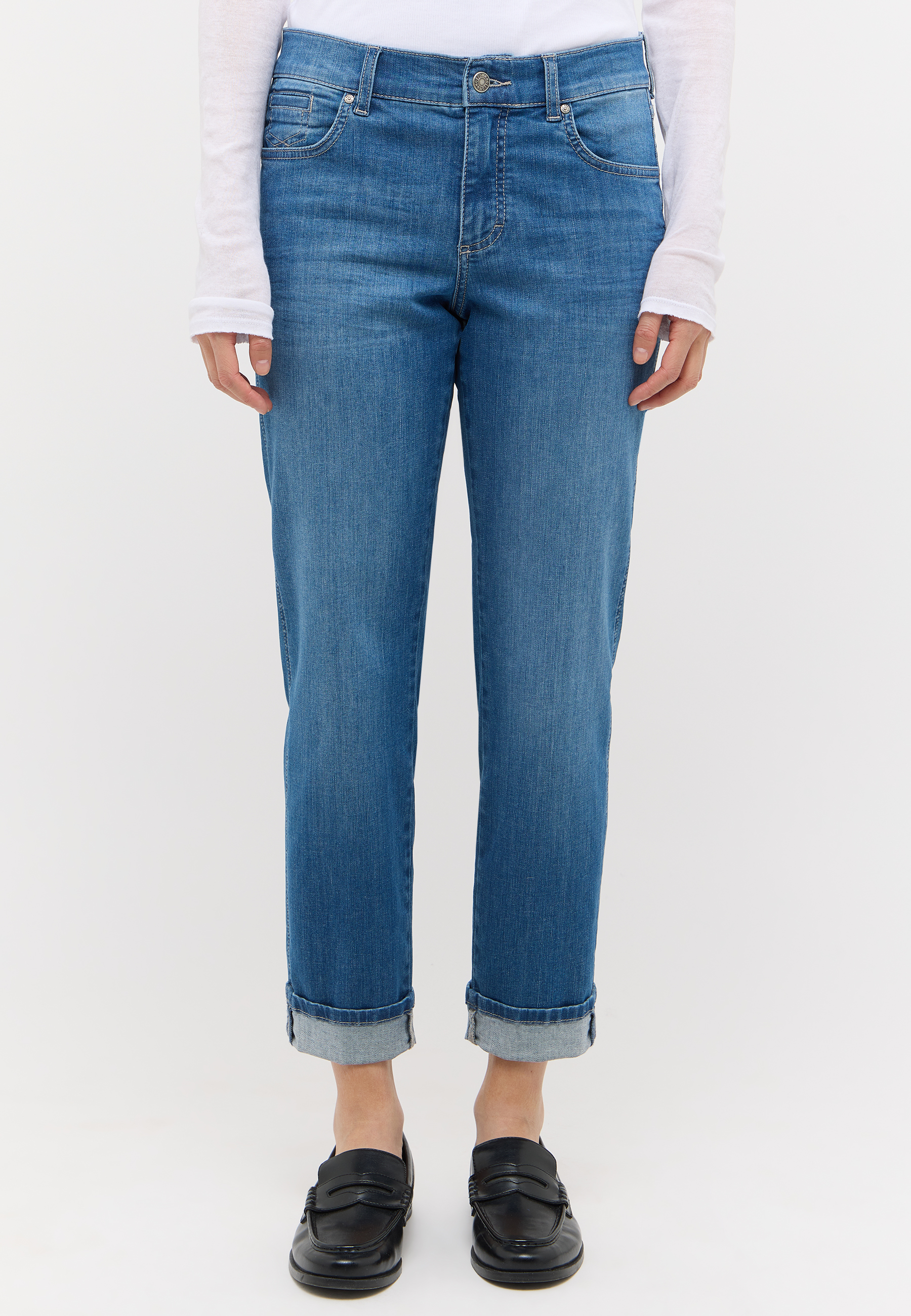 ANGELS 346810930B Damen Jeans Darleen Turn Up 7/8 Straight Fit - Blau - 1 ANGELS 346810930B Damen Jeans Darleen Turn Up 7/8 Straight Fit - Blau - 1