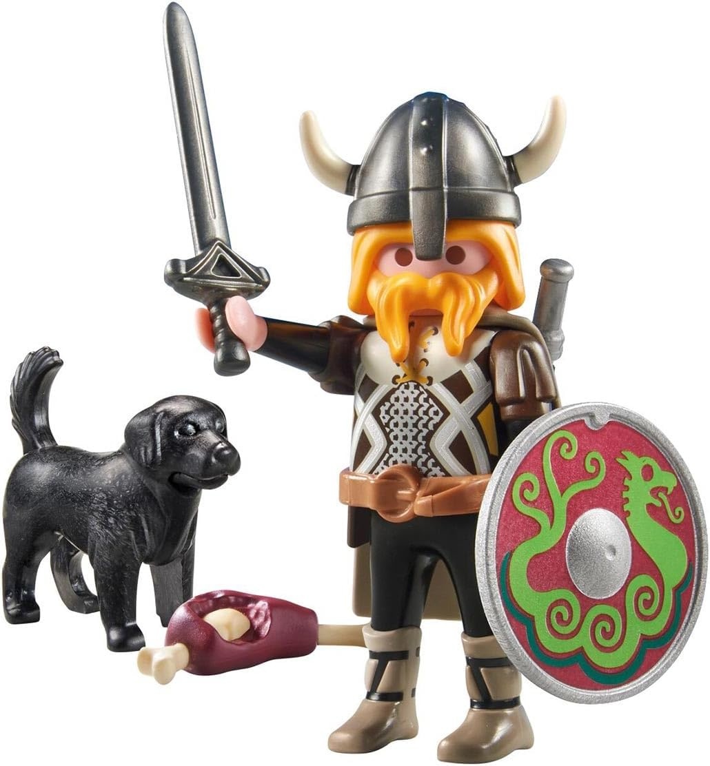 PLAYMOBIL 71755 - Special Plus: Wikinger mit Wachhund, Waffen & Zubehör Hund, Haustier, Person, Schwert, Figur