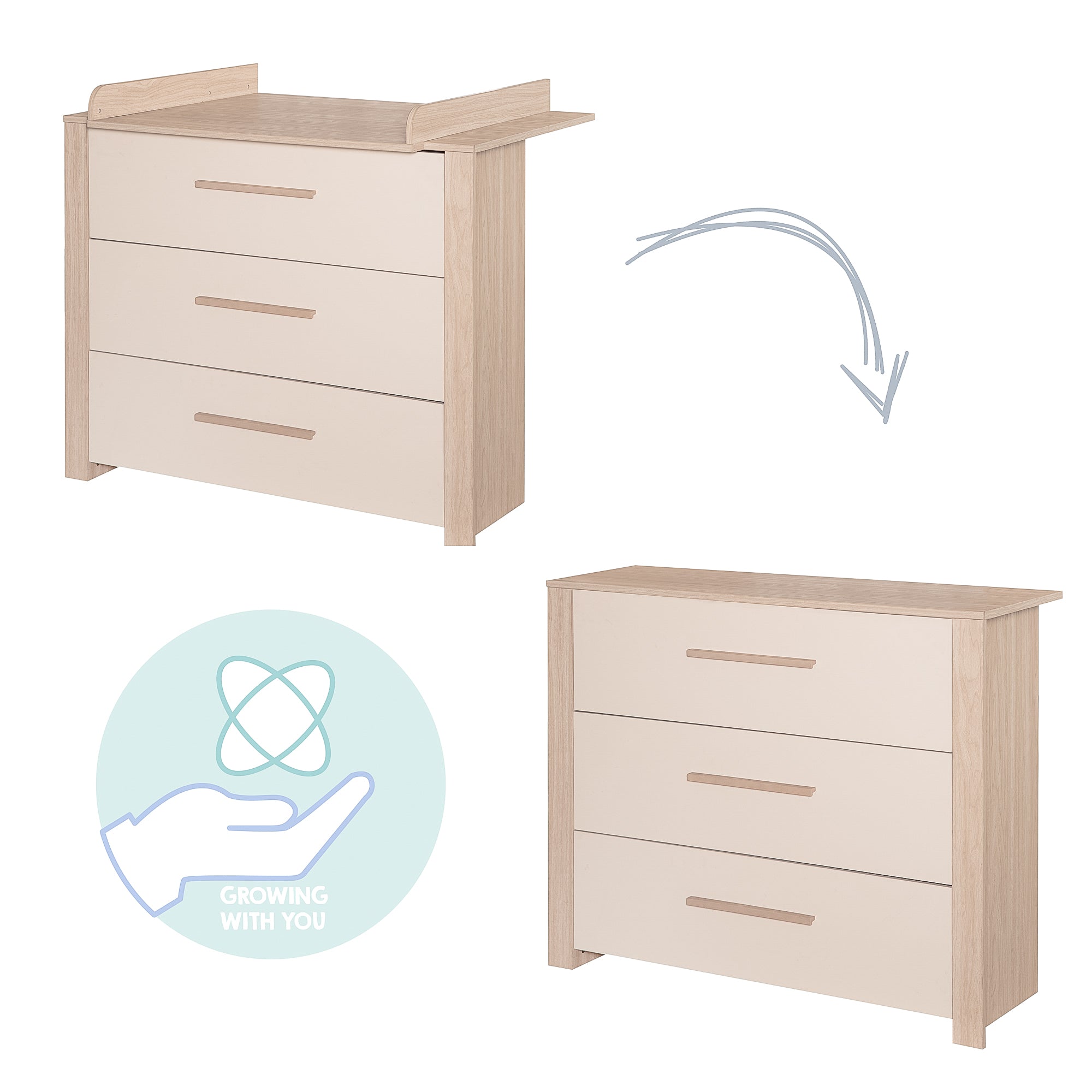 Roba 1731884 Wickelkommode breit +Wickelansatz Momo Cashmere - Produktbild 4