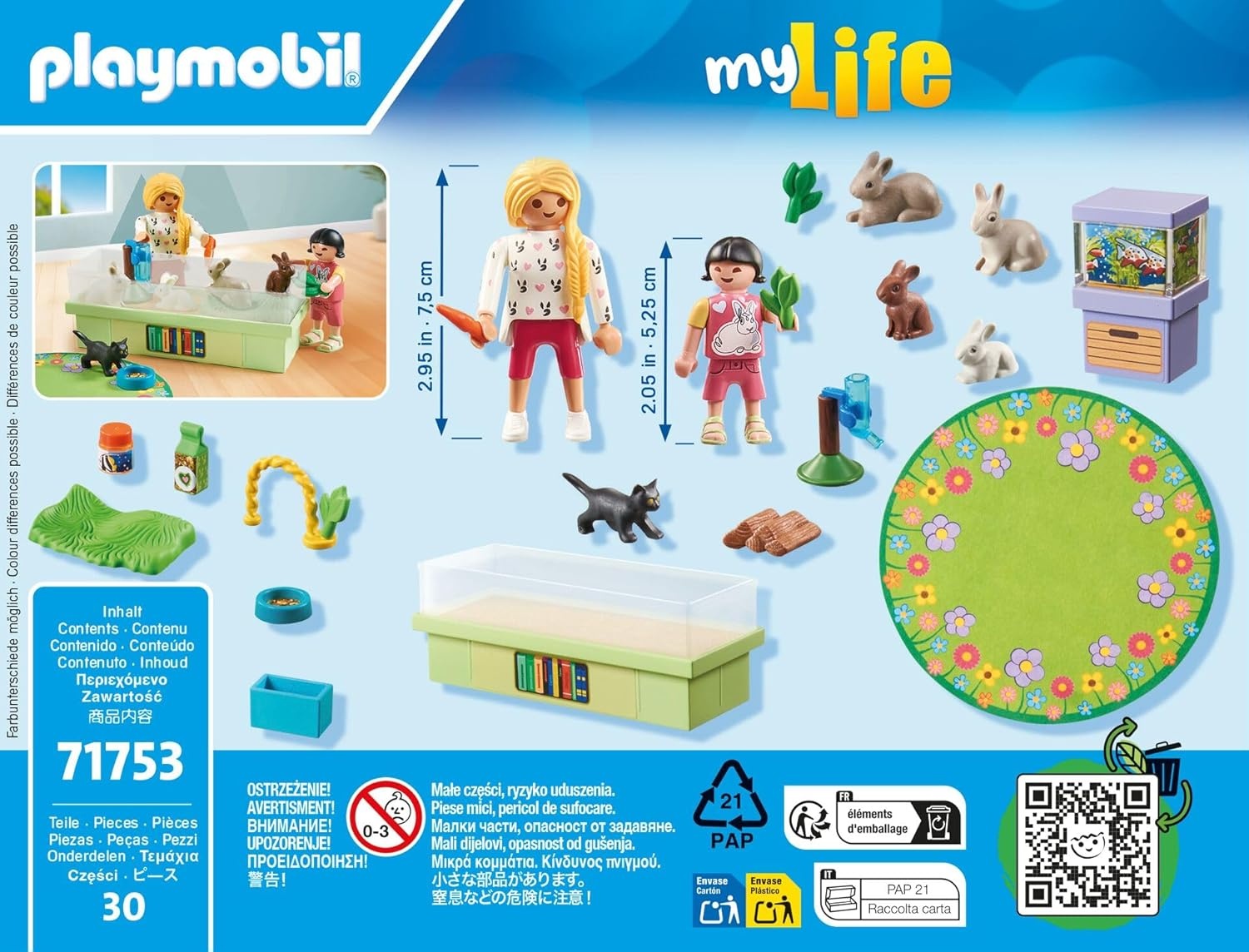 PLAYMOBIL 71753 - My Life: Familie mit Hasen, Katze und Aquarium Person, QR Code
