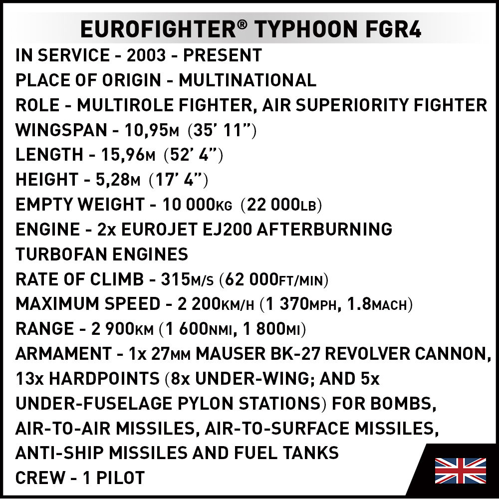 COBI 5843 - Eurofighter Typhoon FGR4 "GINA" - Bild 10 COBI 5843 - Eurofighter Typhoon FGR4 "GINA" - Bild 10