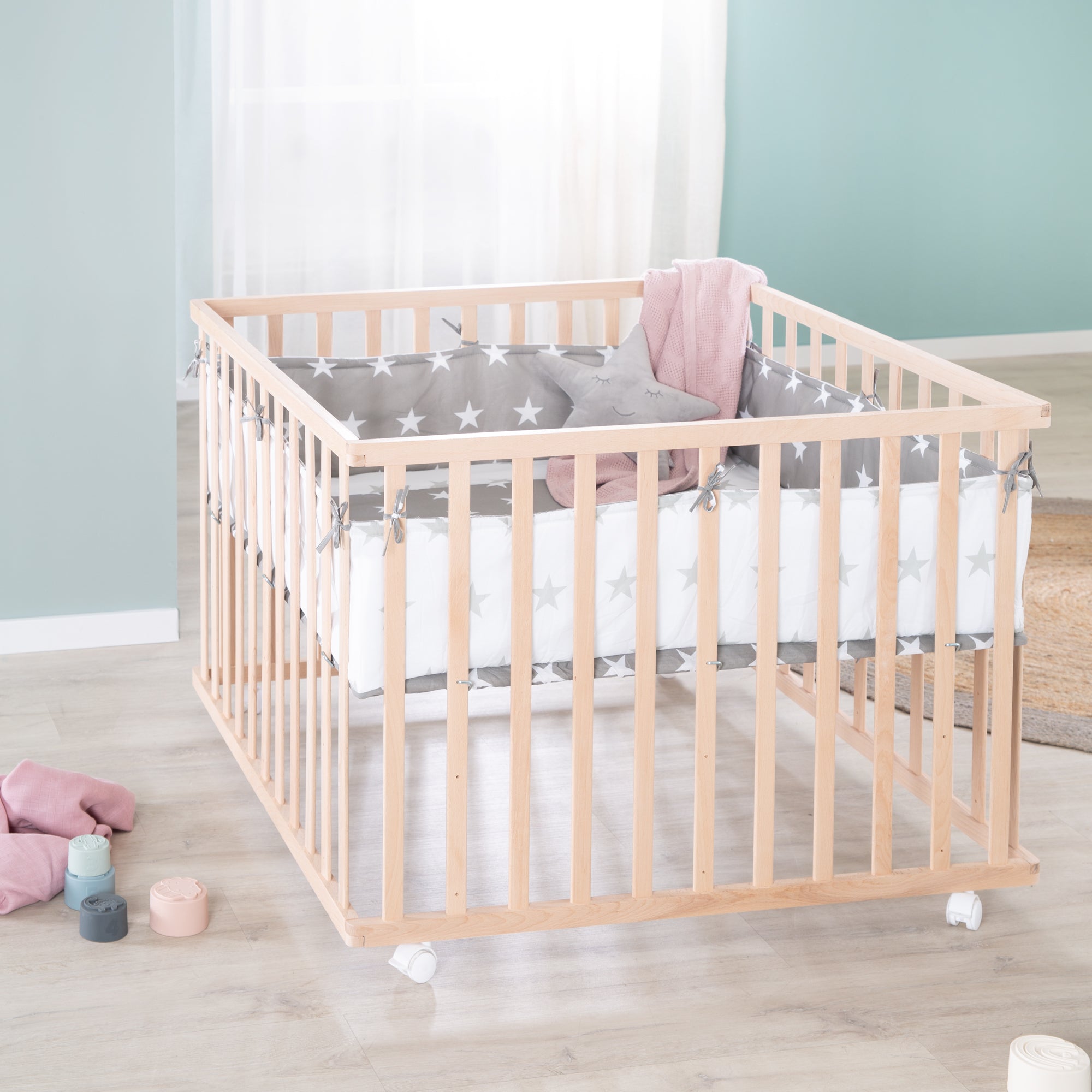 Roba 0246NAV190 Laufgitter 100x100 Little Stars Bio Buche natur - Produktbild 8