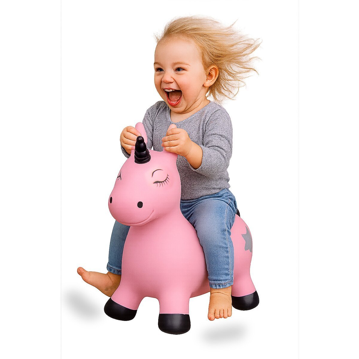 JAMARA Hüpftier Einhorn HoppyDoo pink mit Pumpe ab 12 Monaten