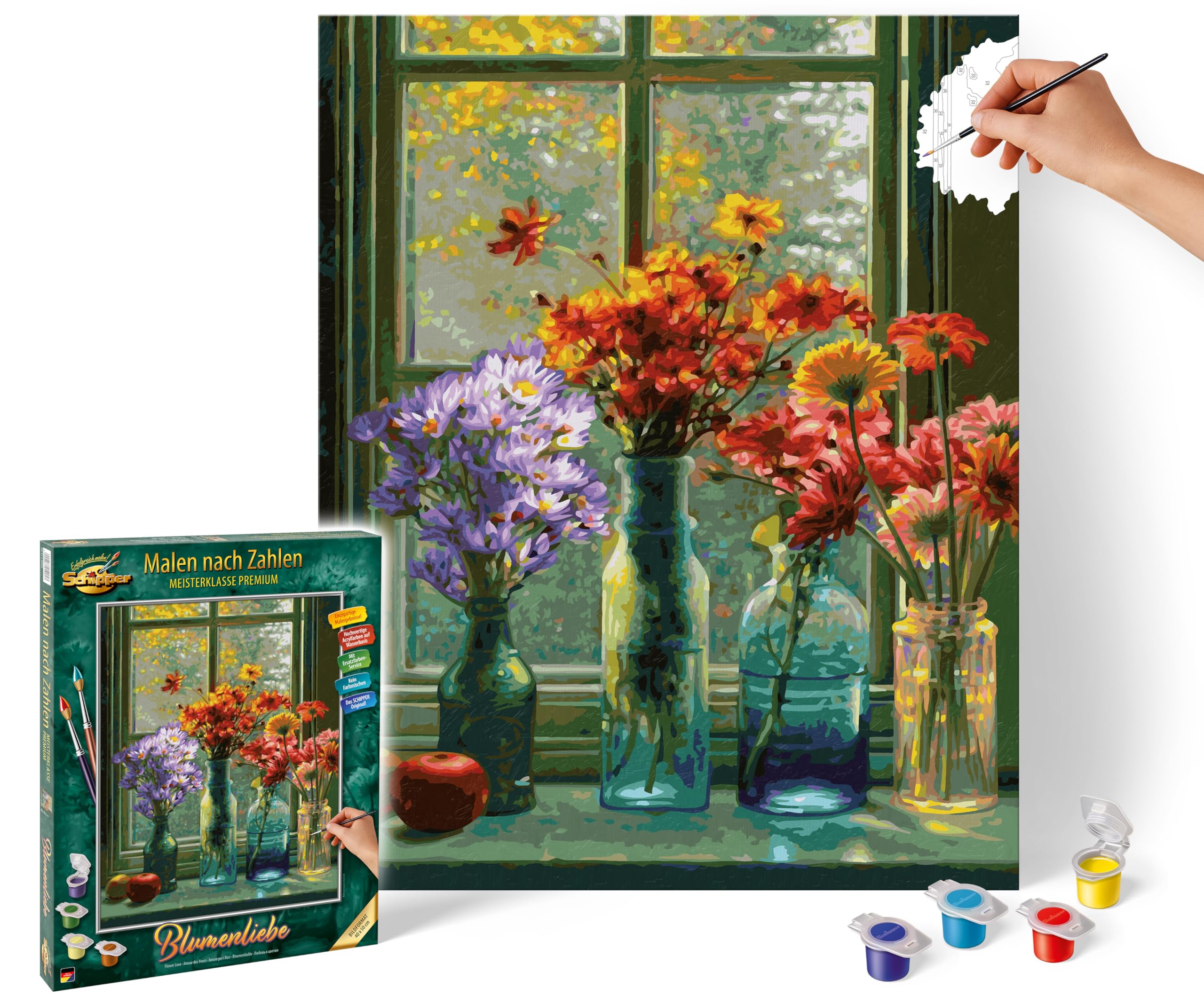 Schipper Mnz Blumenliebe Romantisches Blumenmotiv Zum Selbstgestalten 609130905 Blume, Blumen-Arrangement, Blumenstrauß, Glas, Vase