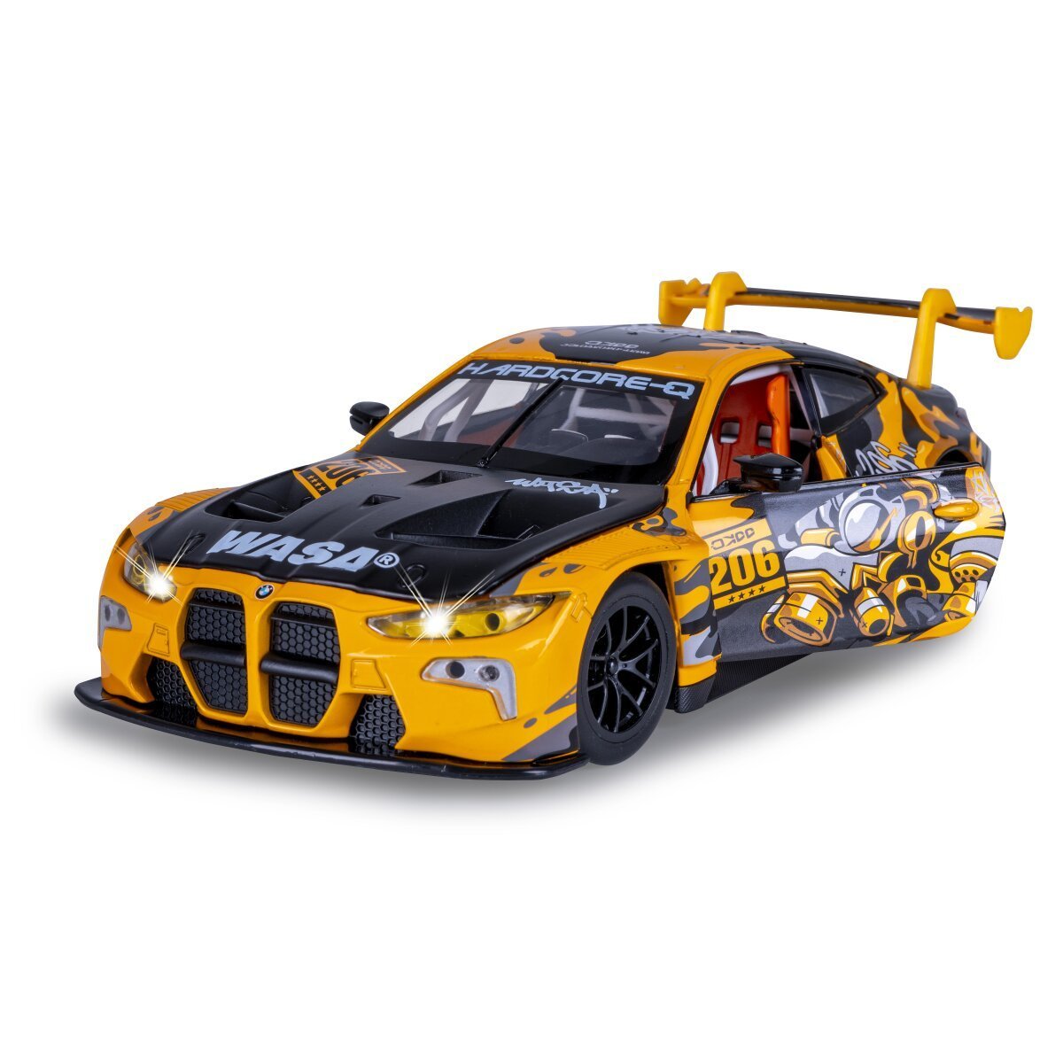 JAMARA BMW M4 GT3 Diecast 1:24 gelb inkl. Knopfzellen ab 3 Jahren