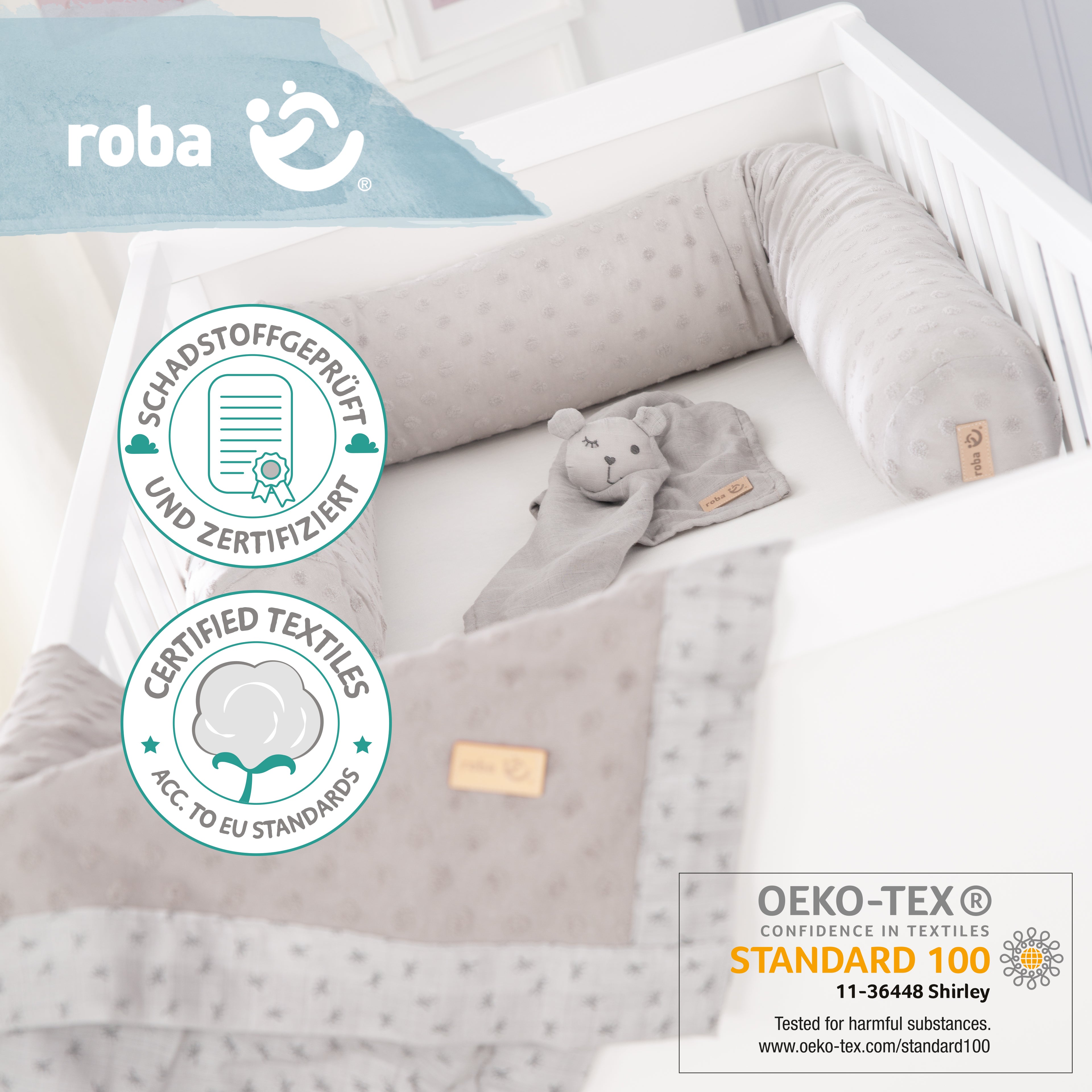 Roba 227S03T3 Geschenkset Baby Kuscheln & Spielen grau hellgrau – Heim Textilien - Bild 3 Roba 227S03T3 Geschenkset Baby Kuscheln & Spielen grau hellgrau – Heim Textilien - Produktbild 3