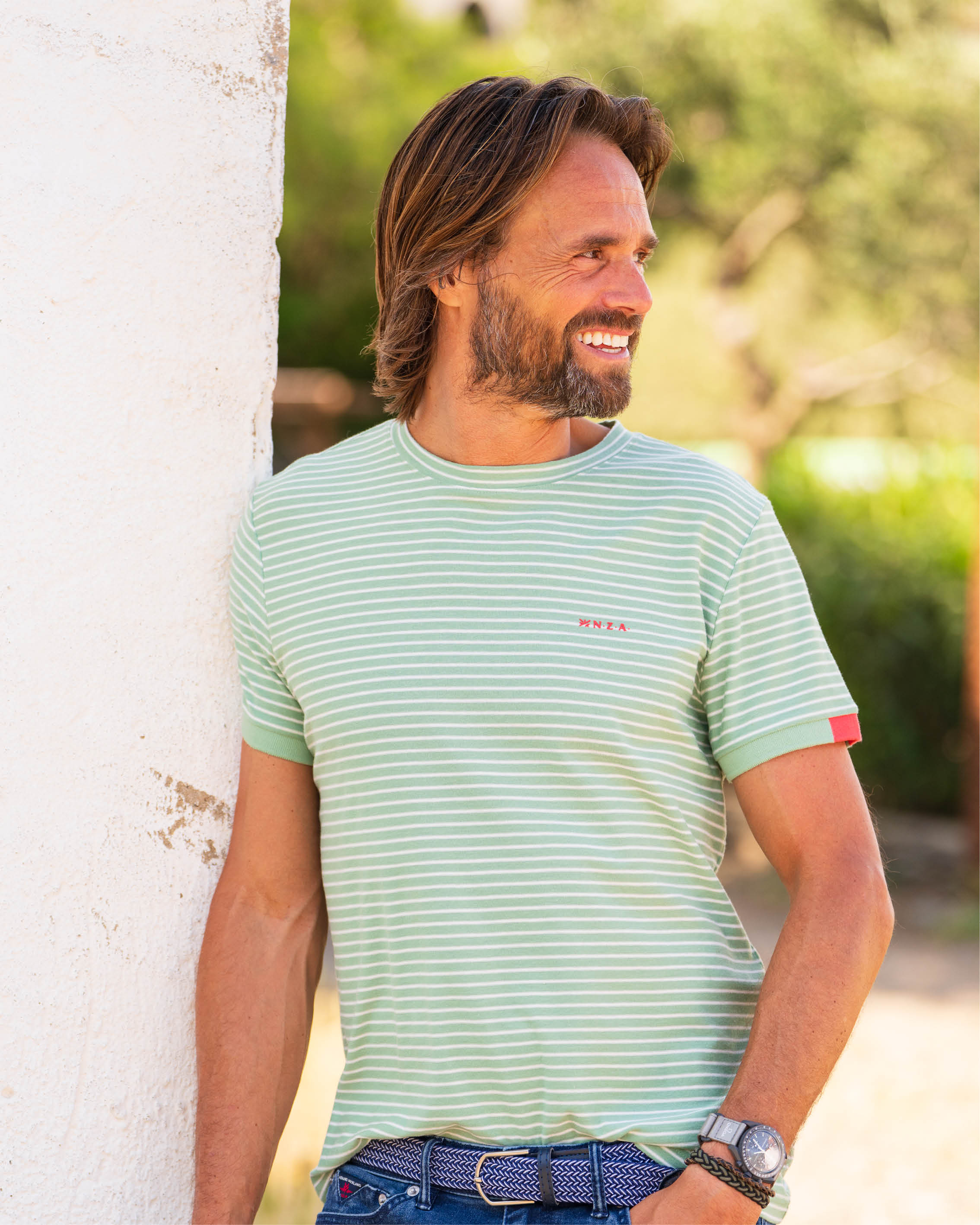 NZA 26CN730MG T-Shirt - Grün Gestreift - Bild 2
