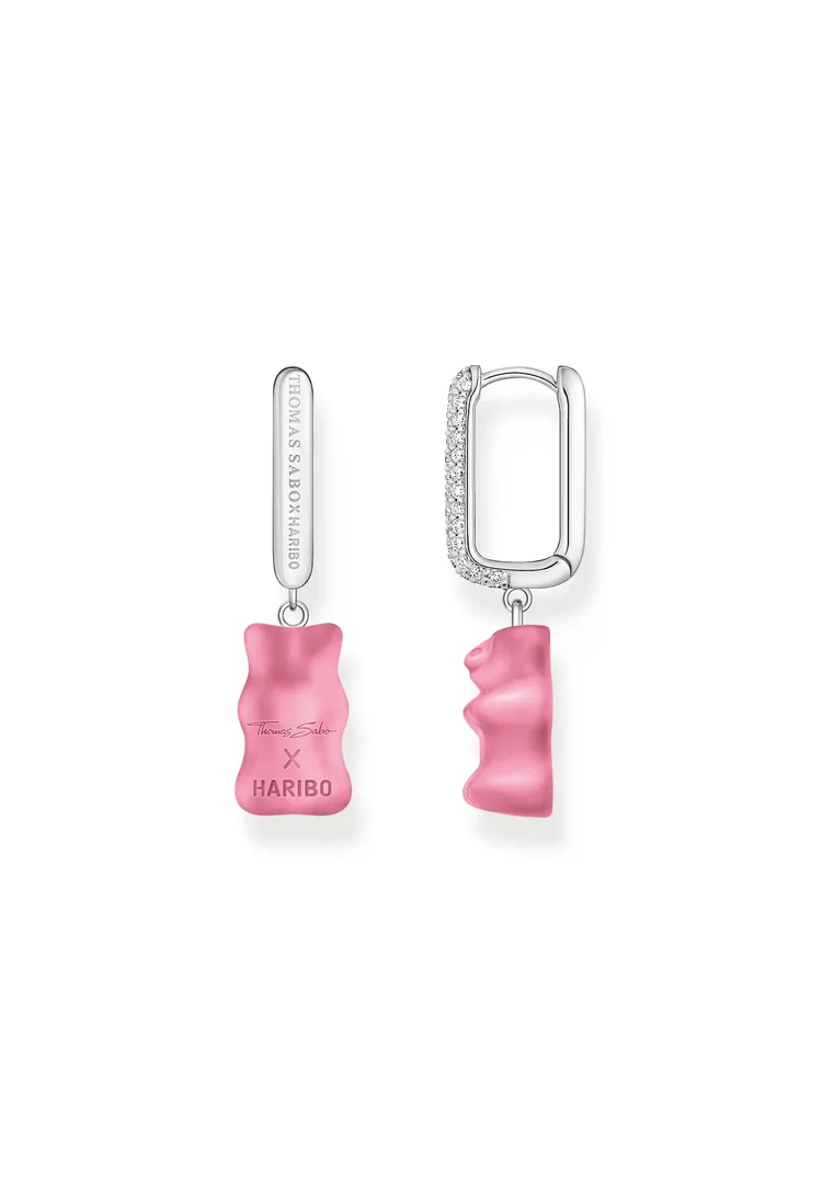 Thomas Sabo Ohrhänger Haribo Creolen Einzel Mit Goldbär Pink Silber CR727-052-9 Thomas Sabo Ohrhänger Haribo Creolen Einzel Mit Goldbär Pink Silber CR727-052-9