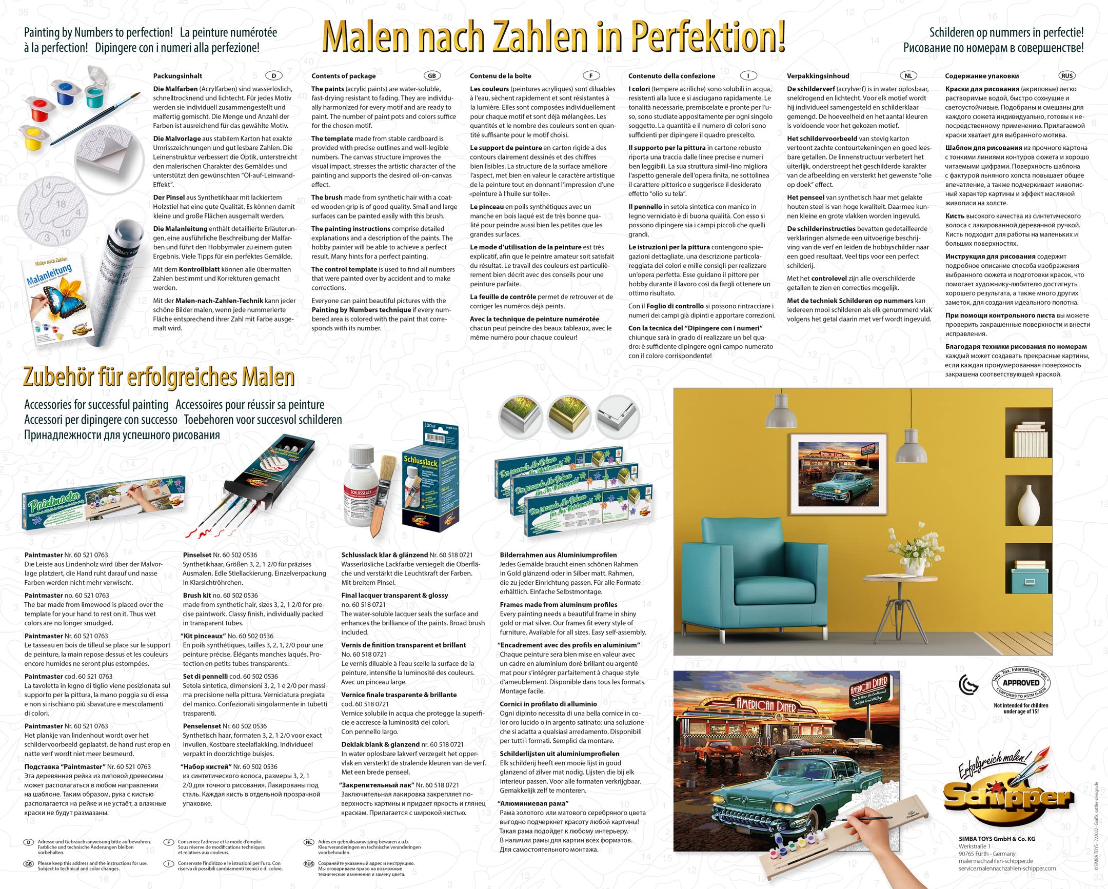 Schipper Mnz - American Diner - Nostalgisches Malset Im Retro-Stil 609130877 Werbung, Plakat, Seite, Text, Auto