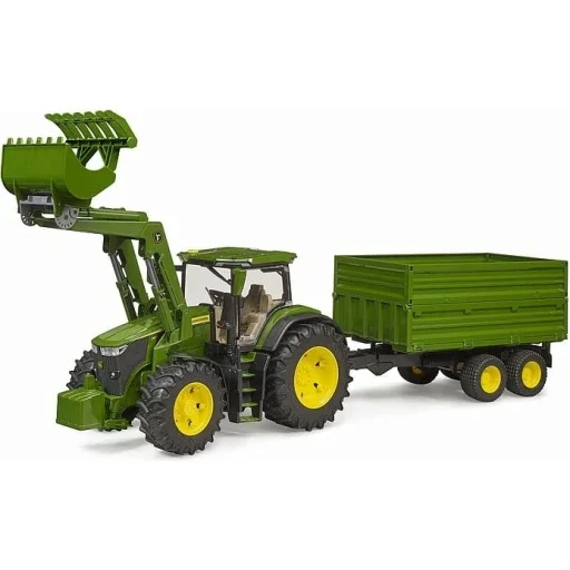 Bruder 03155 John Deere 7R 350 mit Frontlader und Tandemachstransportanhänger