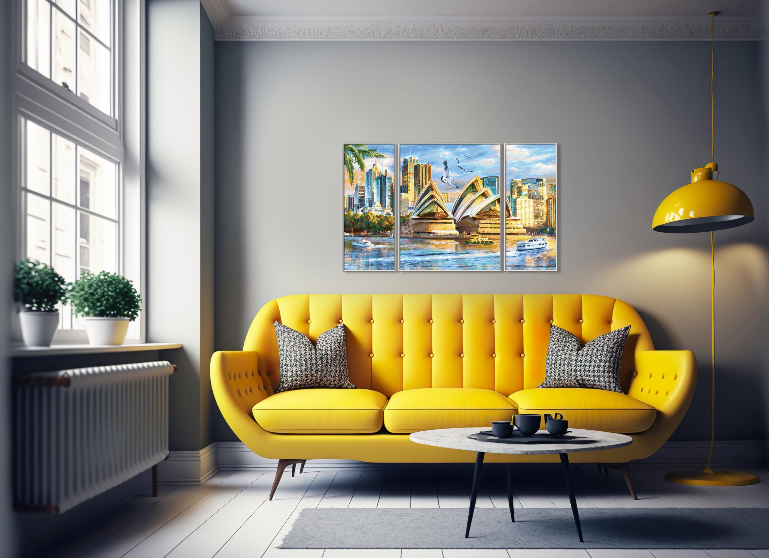Schipper Mnz - Sydney - Malen Nach Zahlen Panorama-Set 609260909 Couch, Wohnzimmer, Innenarchitektur, Inneneinrichtung, Pflanze