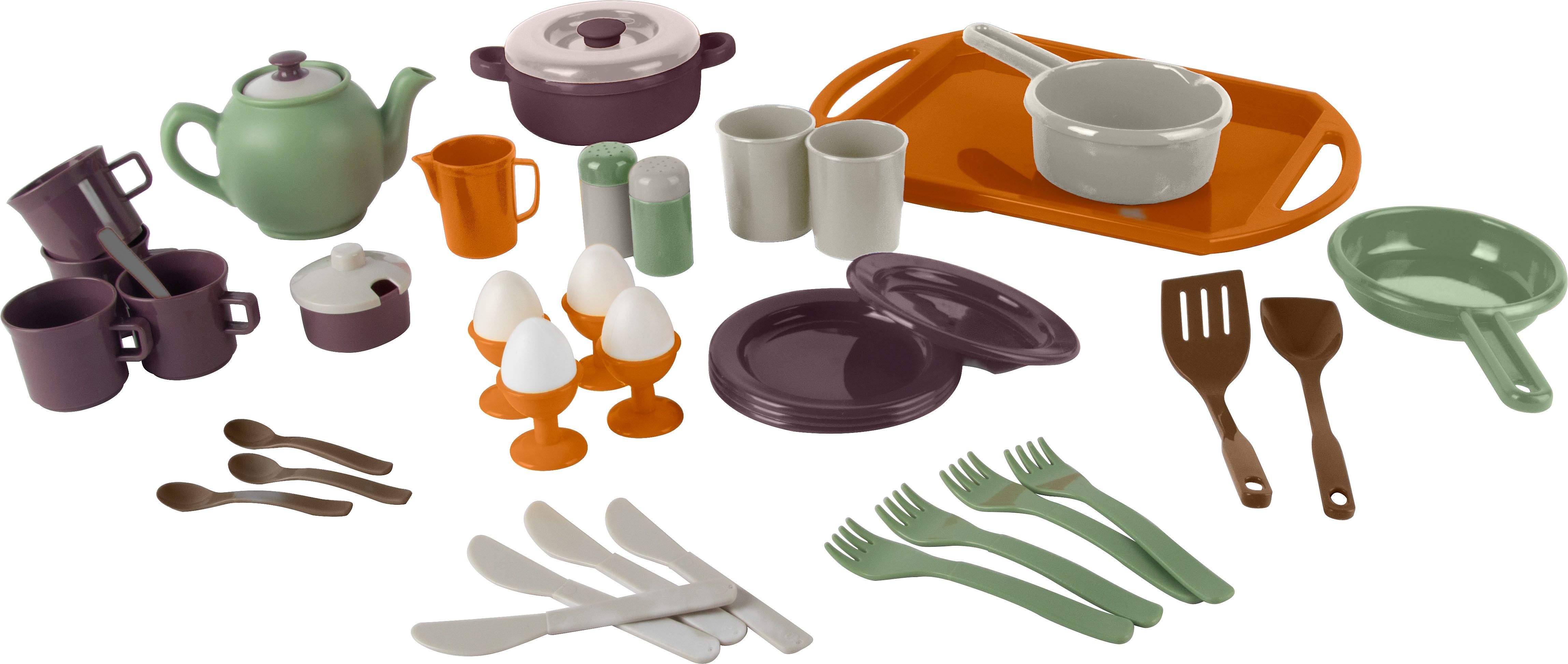 Geschirrset 44-tlg., GH-Exkl. Besteck, Töpferei, Löffel, Gabel, Tasse, Besteck, Töpferei, Löffel, Gabel, Tasse, Besteck, Töpferei, Löffel, Gabel, Tasse