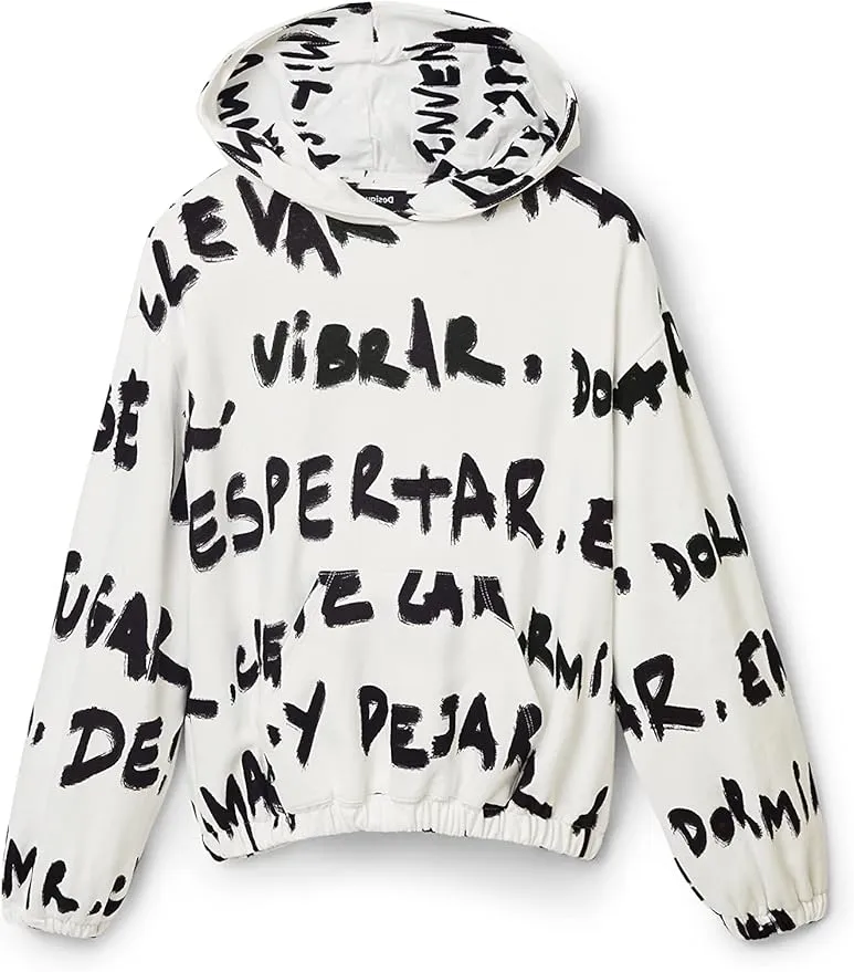Desigual Damen Sweatshirt - Weißes Sweatshirt mit Schriftprint 22WWSK441001 GR. M