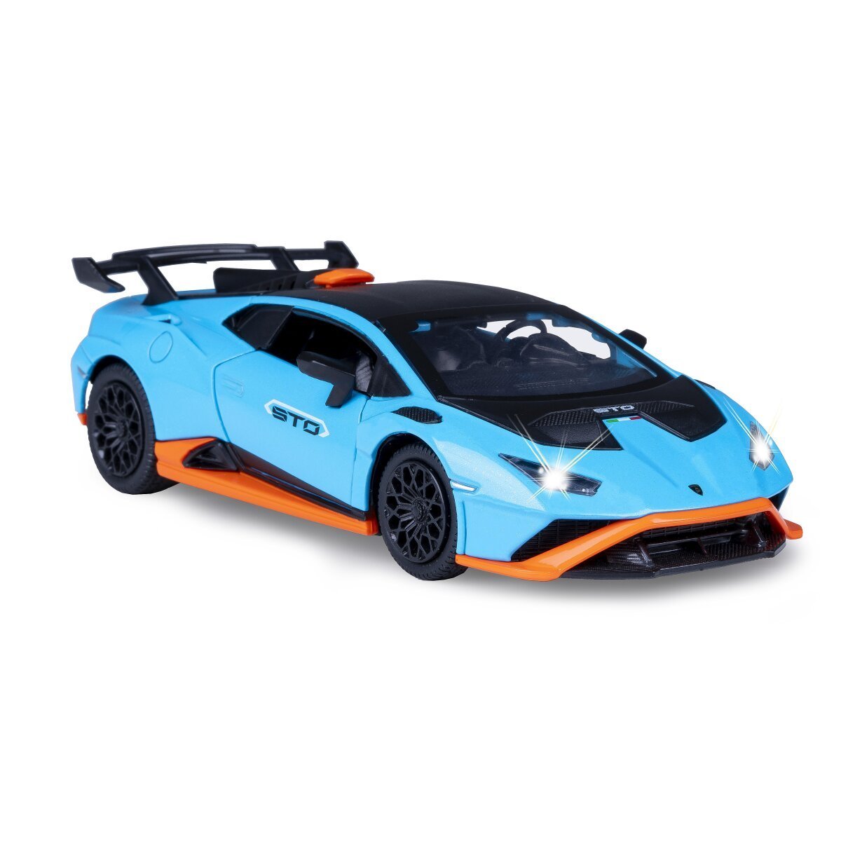 JAMARA Lamborghini Huracán STO Diecast 1:32 blau inkl. Knopfzellen ab 3 Jahren