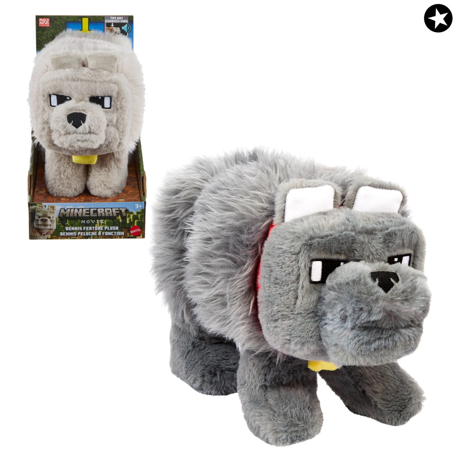 Minecraft, Dennis, the, Wolf, Deluxe, Feature, Plush Minecraft Dennis the Wolf Deluxe Feature Plush
