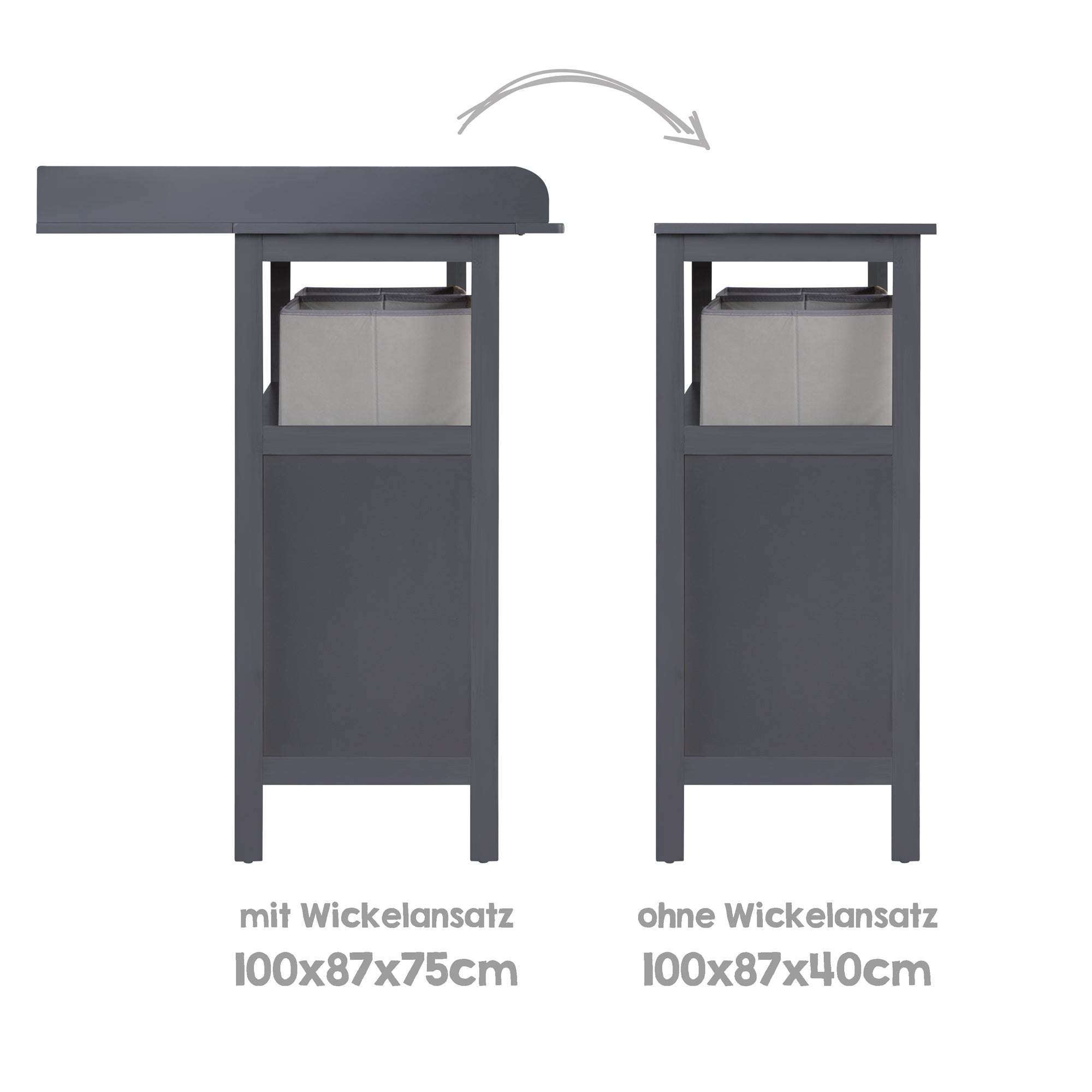 Roba 1711040AN Wickelkommode, Wickelansatz Hamburg anthrazit – Wickelkommode schmal - Produktbild 5