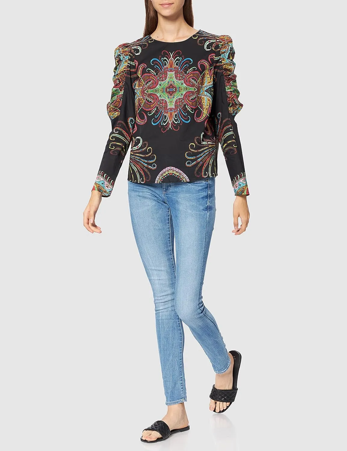 Desigual Damen Bluse „Ravvel“ by M. Christian Lacroix - Schwarz mit Muster 21WWBW242000 GR. M