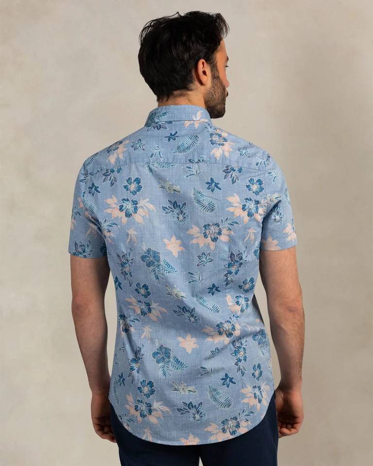 NZA 26CN543SNS/XL Hemd - Kurzarm / Blau / Blumen - XL