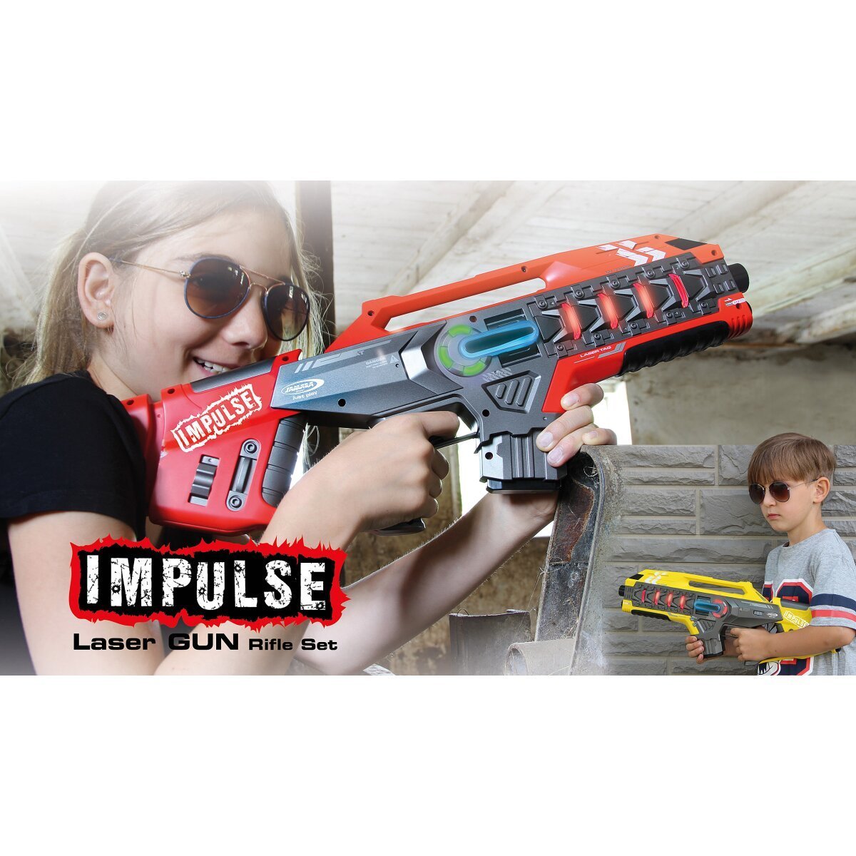JAMARA Impulse Laser Gun Rifle Set gelb/rot ab 8 Jahren JAMARA Impulse Laser Gun Rifle Set gelb/rot ab 8 Jahren