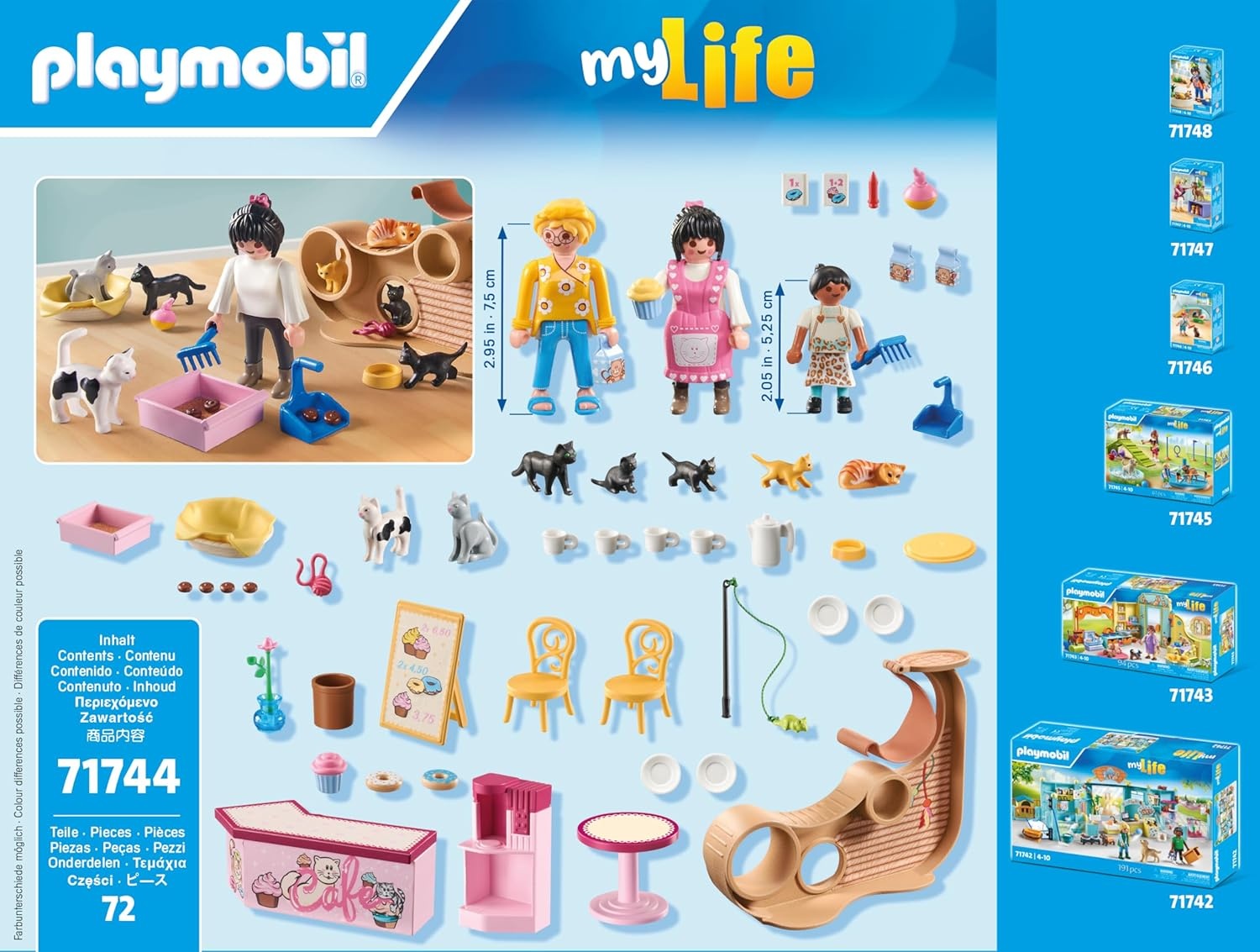 PLAYMOBIL 71744 My Life: Katzencafé mit Katzen, Snacks & Zubehör Spielbereich, Person, Schuh, Spielzeug, Drinnen