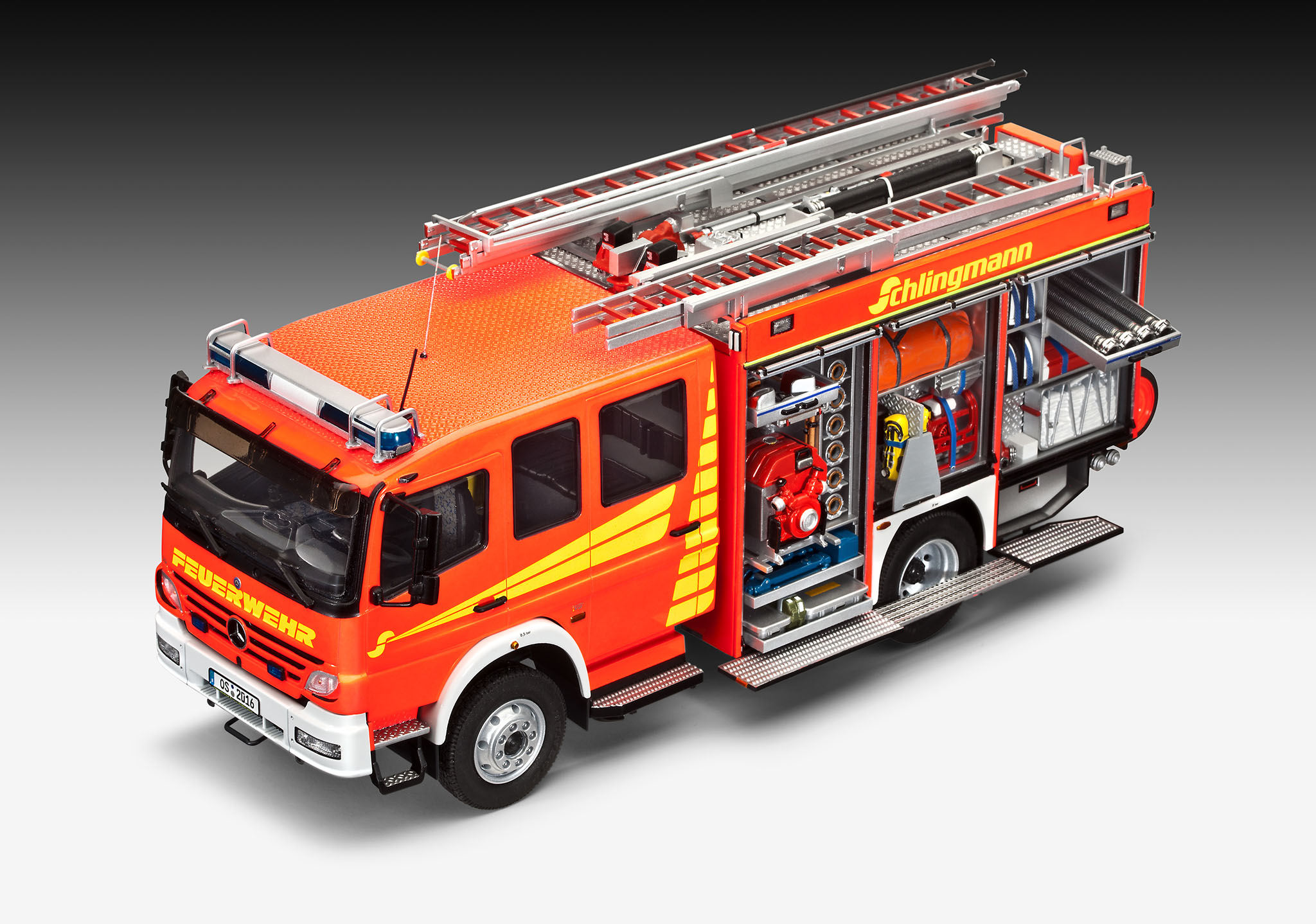 Revell 07404 Schlingmann LF 20/16 Modellbausatz Transport, Lastwagen, Fahrzeug, Feuerwehrauto