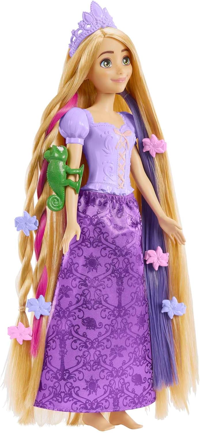 Disney Princess Rapunzel Haarspiel-Puppe Magisches Styling mit Farbwechsel-Effekt HLW18 Puppe, Spielzeug, Figur, Barbie, Gesicht
