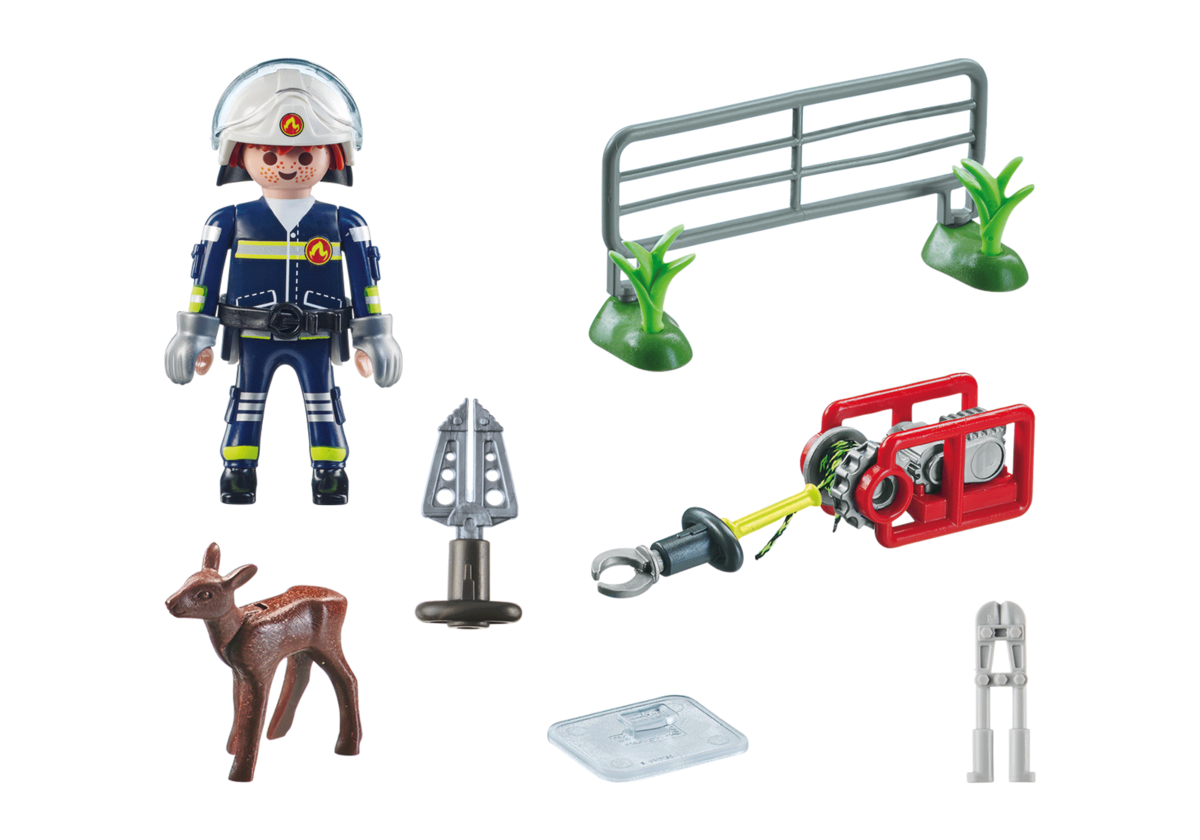 PLAYMOBIL 71467 Feuerwehr-Tierrettung Baby, Person, Helm, Gesicht, Kopf