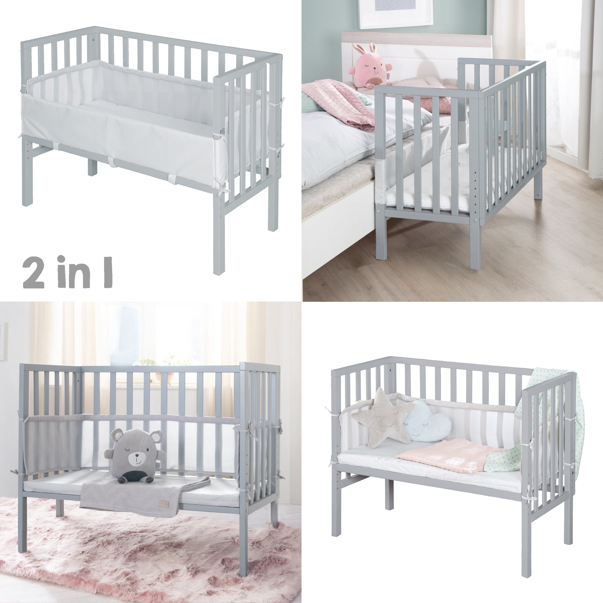 Roba 8970TP8V230 Beistellbett 2in1 roba Style grau taupe – Stubenbetten - Bild 7 Roba 8970TP8V230 Beistellbett 2in1 roba Style grau taupe – Stubenbetten - Produktbild 7