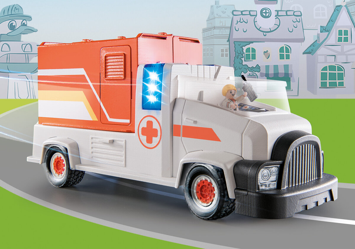 PLAYMOBIL 70913 DUCK ON CALL - Notarzt Truck Lieferwagen, Fahrzeug, Krankenwagen, Maschine, Rad
