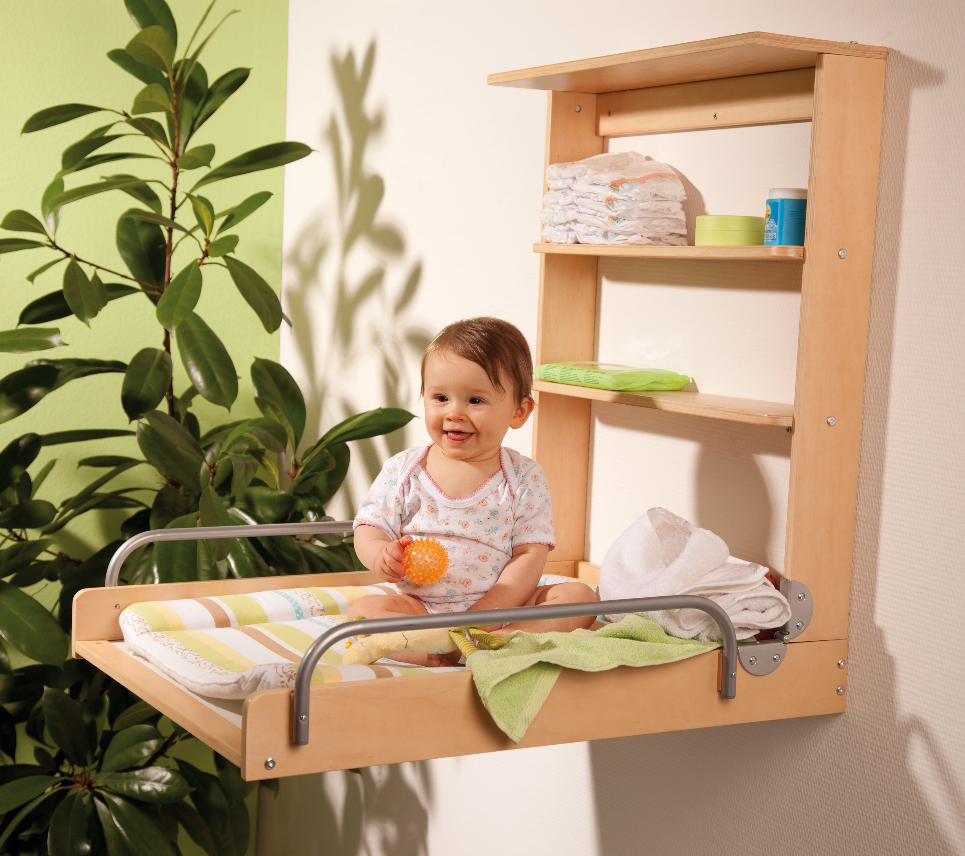 Roba 26015V97 Wandwickelregal Dschungelbaby natur lackiert – Wickeln & Baden - Produktbild 2