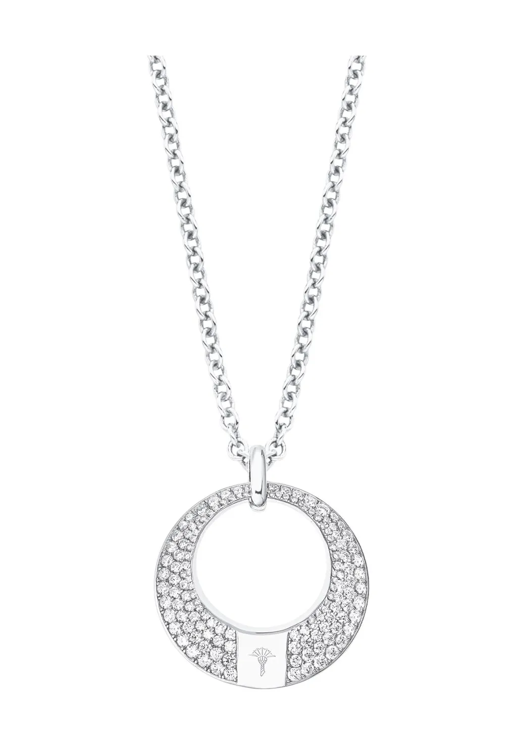 JOOP! Halskette - 925 Sterling Silber, 75 cm Rundankerkette, Kreis-Anhänger mit 99 weißen Zirkonia, Rhodiniert, Inklusive Schmuckbox JOOP! Halskette - 925 Sterling Silber, 75 cm Rundankerkette, Kreis-Anhänger mit 99 weißen Zirkonia, Rhodiniert, Inklusive Schmuckbox