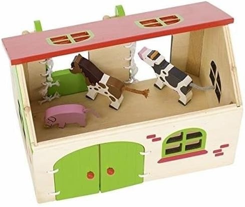 GOKI 58497 Mein Bauernhof - Spielset mit Figuren aus Holz