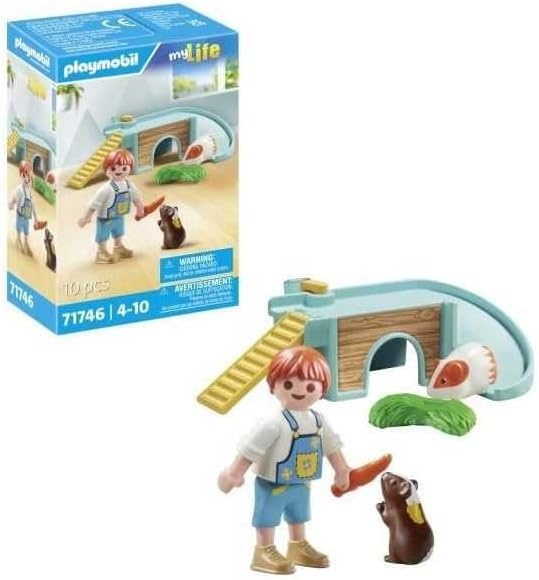 PLAYMOBIL 71746 My Life: Junge mit Meerschweinchen und Zubehör Baby, Person, Schuh, Erwachsener, Frau