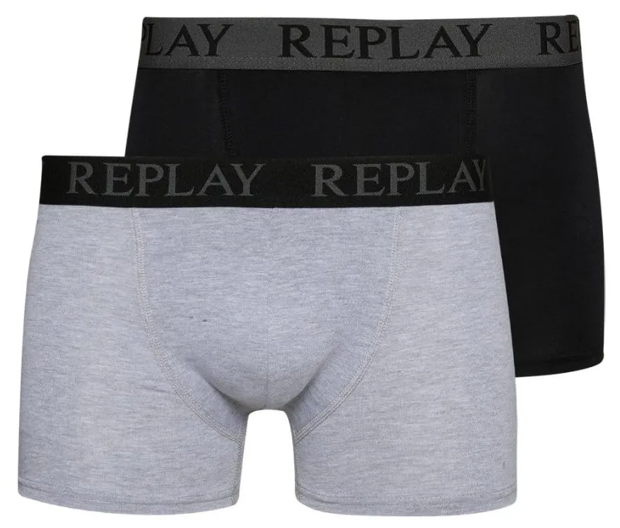 REPLAY Herren Boxershorts I101143BG – Schwarz/Grau, 2er Pack Cotton-Stretch REPLAY Herren Boxershorts I101143BG – Schwarz/Grau, 2er Pack Cotton-Stretch