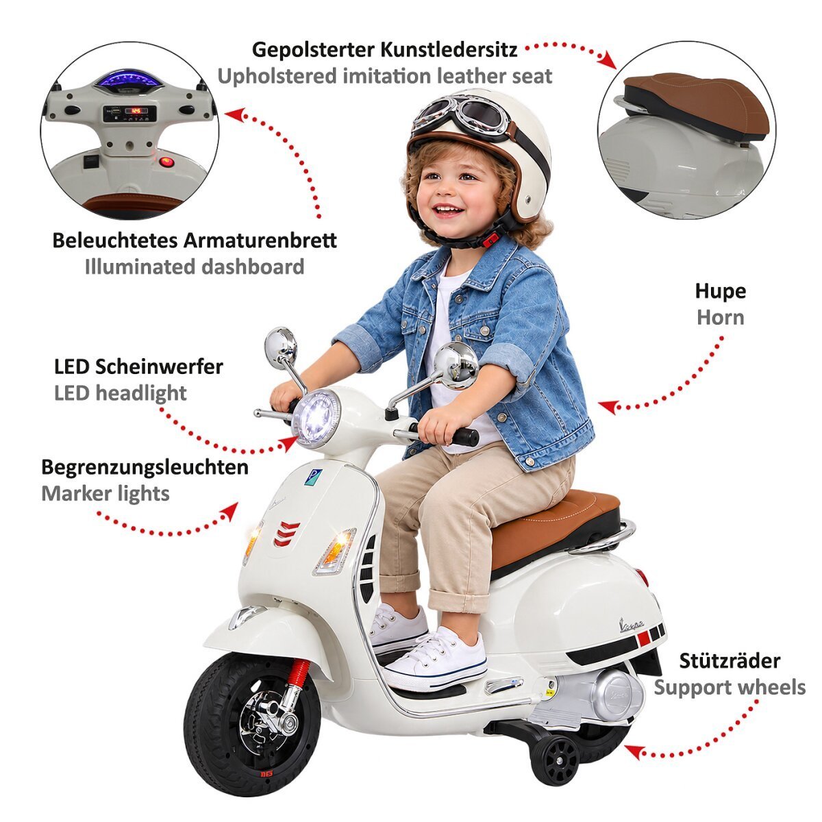 JAMARA Ride-on Vespa GTS 125 weiss Li-Power 12.6 ab 3 Jahren